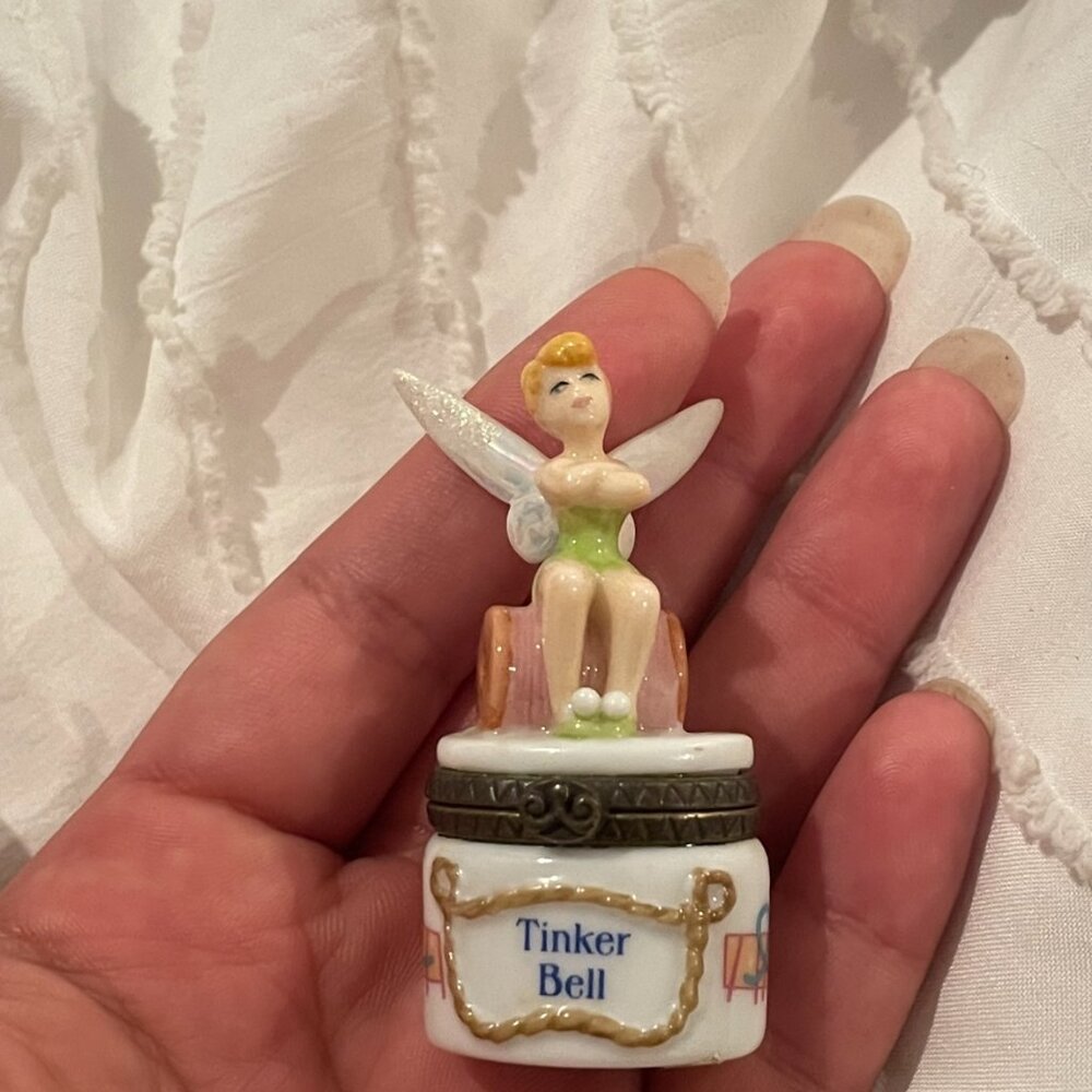 Tinkerbell with Thimble Trinket Porcelain Hinged Box Midwest PHB From Peter Pan